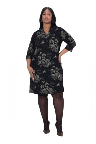 Ulla Popken 844739 Rochie cu mânecă 3/4 Neagră - Rochii midi - Rochii midi la marimi mari