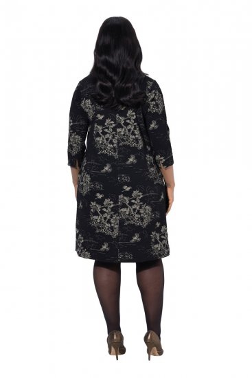 Ulla Popken 844739 Rochie cu mânecă 3/4 Neagră - Rochii midi - Rochii midi la marimi mari