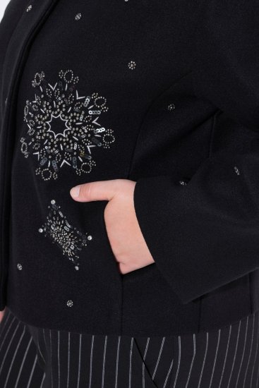 Ulla Popken 844839 Jachetă scurtă cu broderie fulgi de nea Bleumarin - Geci - Jachete de damă marimi mari