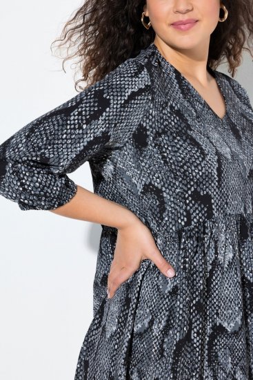 Ulla Popken 844945 Rochie din jerseu imprimată Neagră - Rochii din jerseu - 