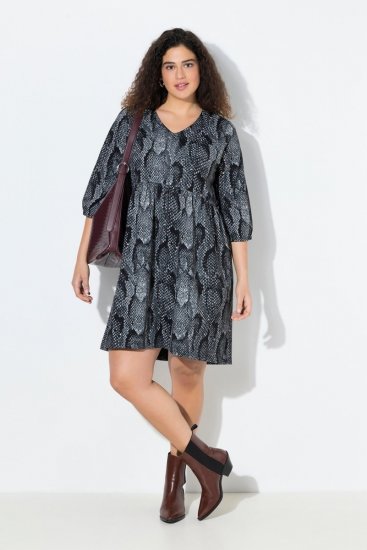 Ulla Popken 844945 Rochie din jerseu imprimată Neagră - Rochii din jerseu - 