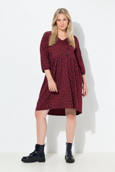Ulla Popken 844945 Rochie din jerseu în formă de A cu decolteu în V Prună - Rochii din jerseu - 