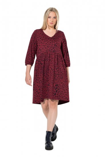 Ulla Popken 844945 Rochie din jerseu în formă de A cu decolteu în V Prună - Rochii din jerseu - 