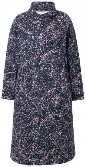 Ulla Popken 844993 Rochie hanorac imprimată Bleumarin - Rochii din molton - 