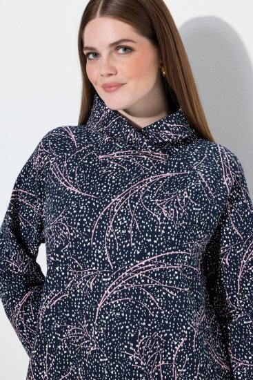 Ulla Popken 844993 Rochie hanorac imprimată Bleumarin - Rochii din molton - 