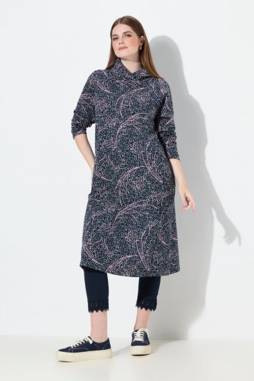 Ulla Popken 844993 Rochie hanorac imprimată Bleumarin - Rochii din molton - 