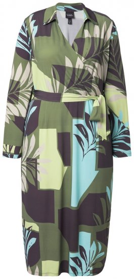 Ulla Popken 845122 Rochie midi imprimată cu buzunare Turcoaz - Rochii midi - Rochii midi la marimi mari