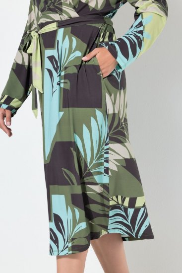 Ulla Popken 845122 Rochie midi imprimată cu buzunare Turcoaz - Rochii midi - Rochii midi la marimi mari