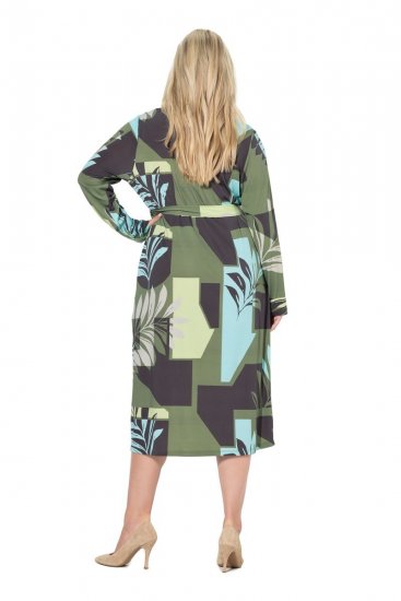 Ulla Popken 845122 Rochie midi imprimată cu buzunare Turcoaz - Rochii midi - Rochii midi la marimi mari