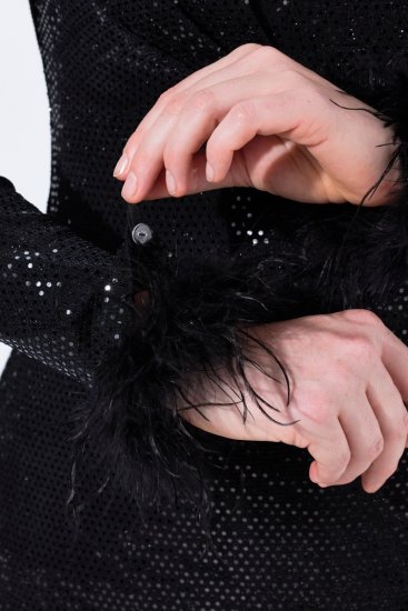 Ulla Popken 845145 Rochie cu paiete Neagră - Rochii de seară - Rochii de seară marimi mari