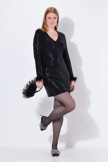 Ulla Popken 845145 Rochie cu paiete Neagră - Rochii de seară - Rochii de seară marimi mari