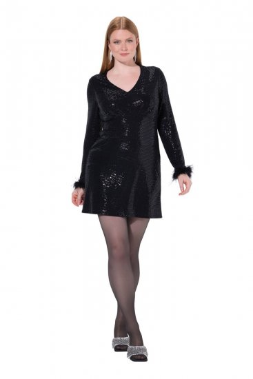 Ulla Popken 845145 Rochie cu paiete Neagră - Rochii de seară - Rochii de seară marimi mari