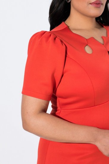 Ulla Popken 845150 Rochie mulată cu mânecă scurtă Roșu - Rochii - Rochii pentru toate mărimile