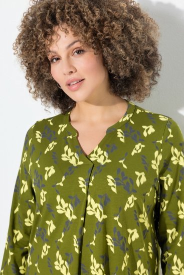 Ulla Popken 845190 Rochie din jerseu cu flori Turcoaz - Rochii din jerseu - 