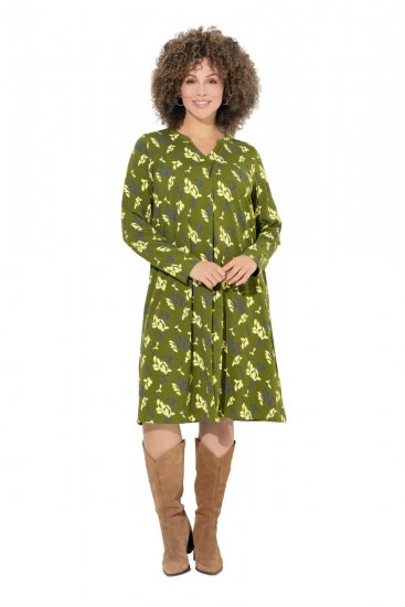 Ulla Popken 845190 Rochie din jerseu cu flori Turcoaz - Rochii din jerseu - 