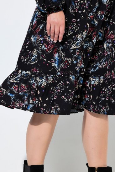 Ulla Popken 845287 Rochie midi imprimată Neagră - Rochii midi - Rochii midi la marimi mari