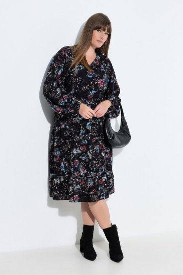 Ulla Popken 845287 Rochie midi imprimată Neagră - Rochii midi - Rochii midi la marimi mari