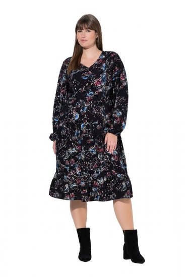 Ulla Popken 845287 Rochie midi imprimată Neagră - Rochii midi - Rochii midi la marimi mari