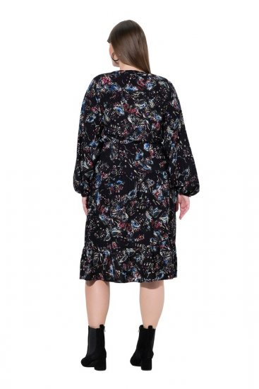 Ulla Popken 845287 Rochie midi imprimată Neagră - Rochii midi - Rochii midi la marimi mari