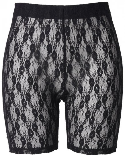 Ulla Popken 845290 Pantaloni scurți anti-frecare cu flori cu dantelă Neagră - Pantaloni scurți anti-frecare - 