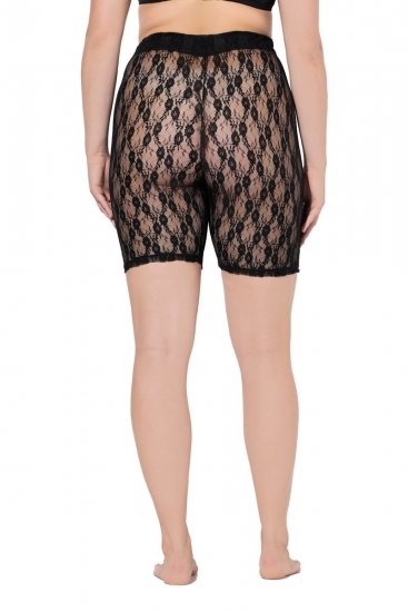 Ulla Popken 845290 Pantaloni scurți anti-frecare cu flori cu dantelă Neagră - Pantaloni scurți anti-frecare - 