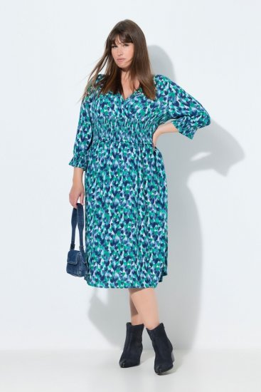 Ulla Popken 845360 Rochie midi imprimată Albastru deschis - Rochii midi - Rochii midi la marimi mari