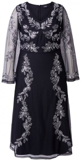 Ulla Popken 845366 Rochie de seară cu decolteu în V Neagră - Rochii de seară - Rochii de seară marimi mari