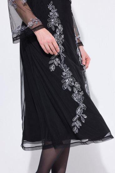 Ulla Popken 845366 Rochie de seară cu decolteu în V Neagră - Rochii de seară - Rochii de seară marimi mari