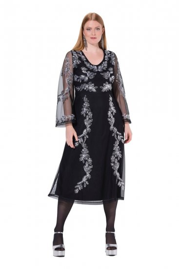 Ulla Popken 845366 Rochie de seară cu decolteu în V Neagră - Rochii de seară - Rochii de seară marimi mari