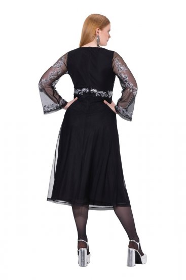 Ulla Popken 845366 Rochie de seară cu decolteu în V Neagră - Rochii de seară - Rochii de seară marimi mari