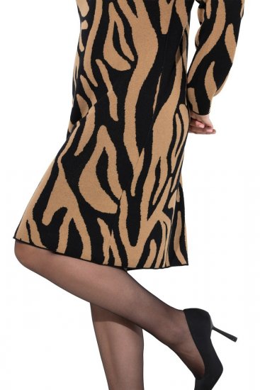 Ulla Popken 845378 Rochie tricotată cu imprimeu animal Bej - Rochii de seară - Rochii de seară marimi mari