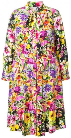 Ulla Popken 845512 Rochie tip cămașă cu flori Roșu fructe de pădure - Rochii midi - Rochii midi la marimi mari