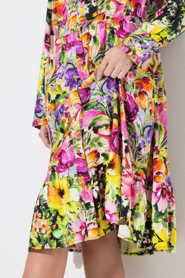 Ulla Popken 845512 Rochie tip cămașă cu flori Roșu fructe de pădure - Rochii midi - Rochii midi la marimi mari