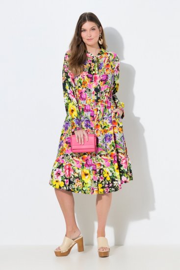 Ulla Popken 845512 Rochie tip cămașă cu flori Roșu fructe de pădure - Rochii midi - Rochii midi la marimi mari