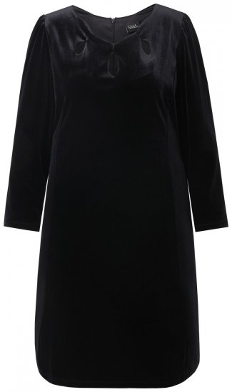 Ulla Popken 845573 Rochie din catifea cu mânecă lungă Neagră - Rochii de seară - Rochii de seară marimi mari
