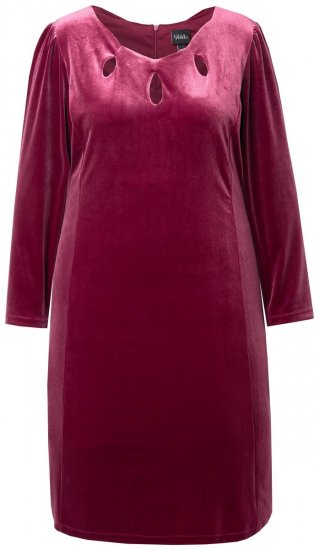 Ulla Popken 845573 Rochie din catifea cu mânecă lungă Roșu vin - Rochii de seară - Rochii de seară marimi mari