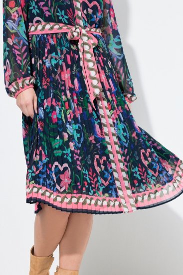 Ulla Popken 845649 Rochie din șifon cu flori Bleumarin - Rochii midi - Rochii midi la marimi mari