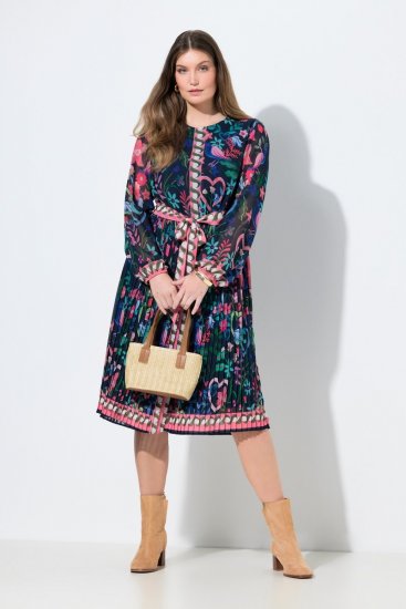 Ulla Popken 845649 Rochie din șifon cu flori Bleumarin - Rochii midi - Rochii midi la marimi mari