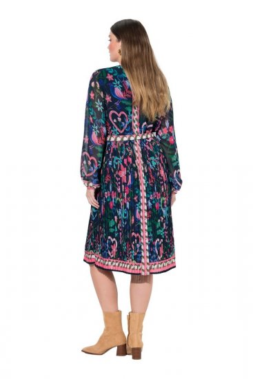 Ulla Popken 845649 Rochie din șifon cu flori Bleumarin - Rochii midi - Rochii midi la marimi mari