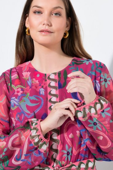 Ulla Popken 845649 Rochie midi cu mânecă lungă Roșu fructe de pădure - Rochii midi - Rochii midi la marimi mari
