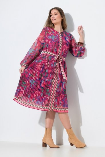 Ulla Popken 845649 Rochie midi cu mânecă lungă Roșu fructe de pădure - Rochii midi - Rochii midi la marimi mari