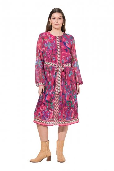 Ulla Popken 845649 Rochie midi cu mânecă lungă Roșu fructe de pădure - Rochii midi - Rochii midi la marimi mari