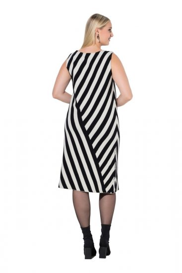 Ulla Popken 845784 Rochie tricotată în dungi Neagră - Rochii de vară - Rochii de vară marimi mari
