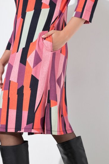 Ulla Popken 845794 Rochie din jerseu imprimată Roz - Rochii - Rochii pentru toate mărimile