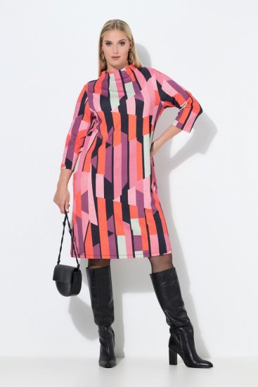 Ulla Popken 845794 Rochie din jerseu imprimată Roz - Rochii - Rochii pentru toate mărimile