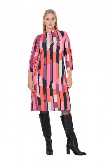 Ulla Popken 845794 Rochie din jerseu imprimată Roz - Rochii - Rochii pentru toate mărimile
