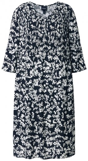 Ulla Popken 845825 Rochie midi cu flori și mânecă 3/4 Neagră - Rochii midi - Rochii midi la marimi mari