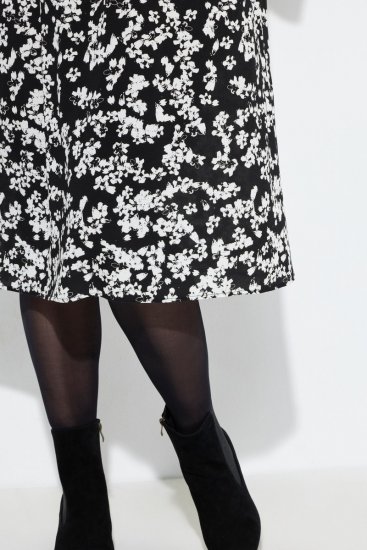 Ulla Popken 845825 Rochie midi cu flori și mânecă 3/4 Neagră - Rochii midi - Rochii midi la marimi mari