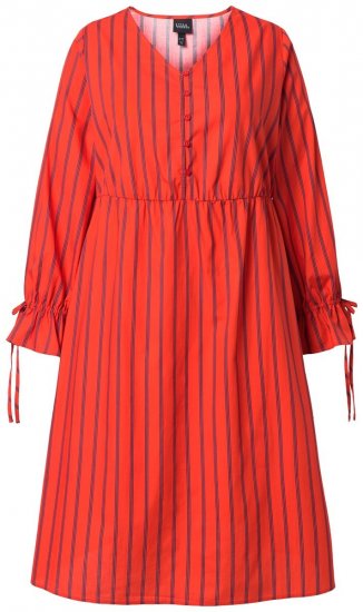 Ulla Popken 845863 Rochie midi în dungi cu cordon de legat Coral - Rochii midi - Rochii midi la marimi mari
