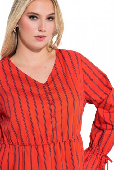 Ulla Popken 845863 Rochie midi în dungi cu cordon de legat Coral - Rochii midi - Rochii midi la marimi mari